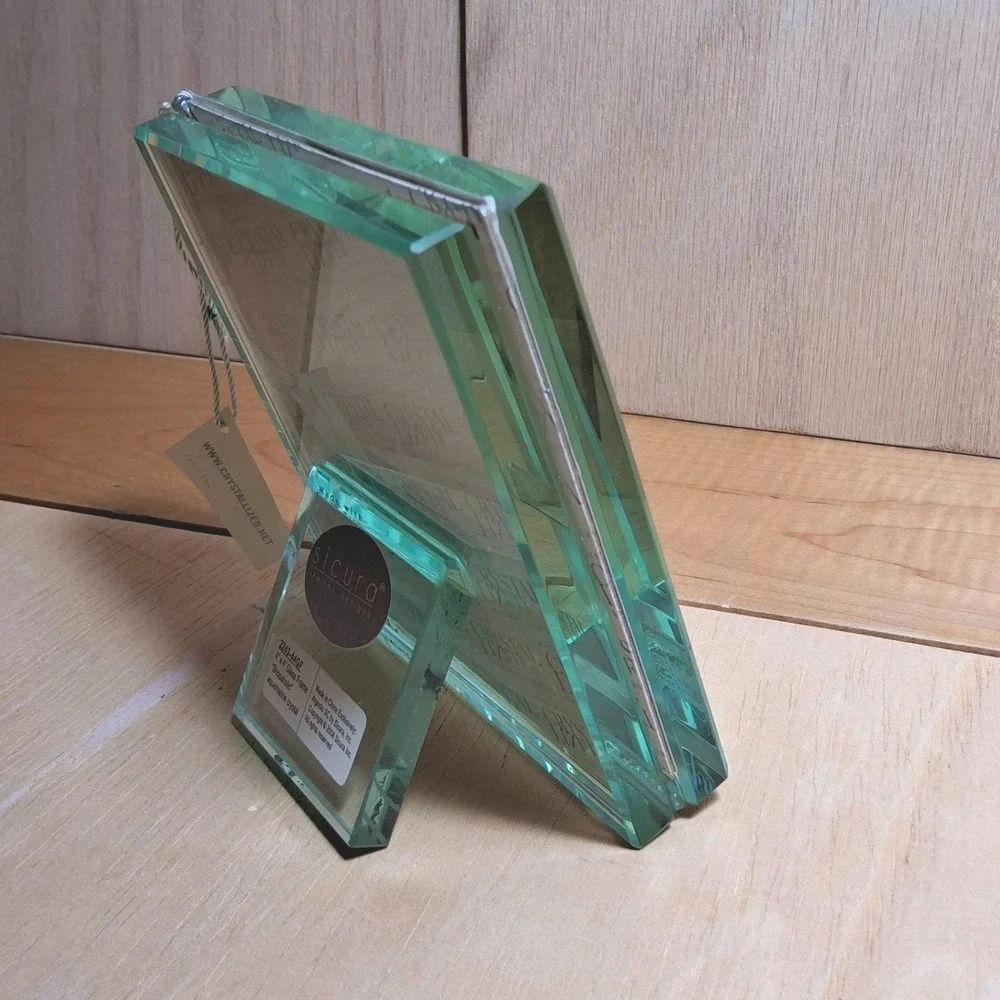 Crystal Lized Argento SC Sicura Glass Frame 4x4 New Shopaholic Swarovski